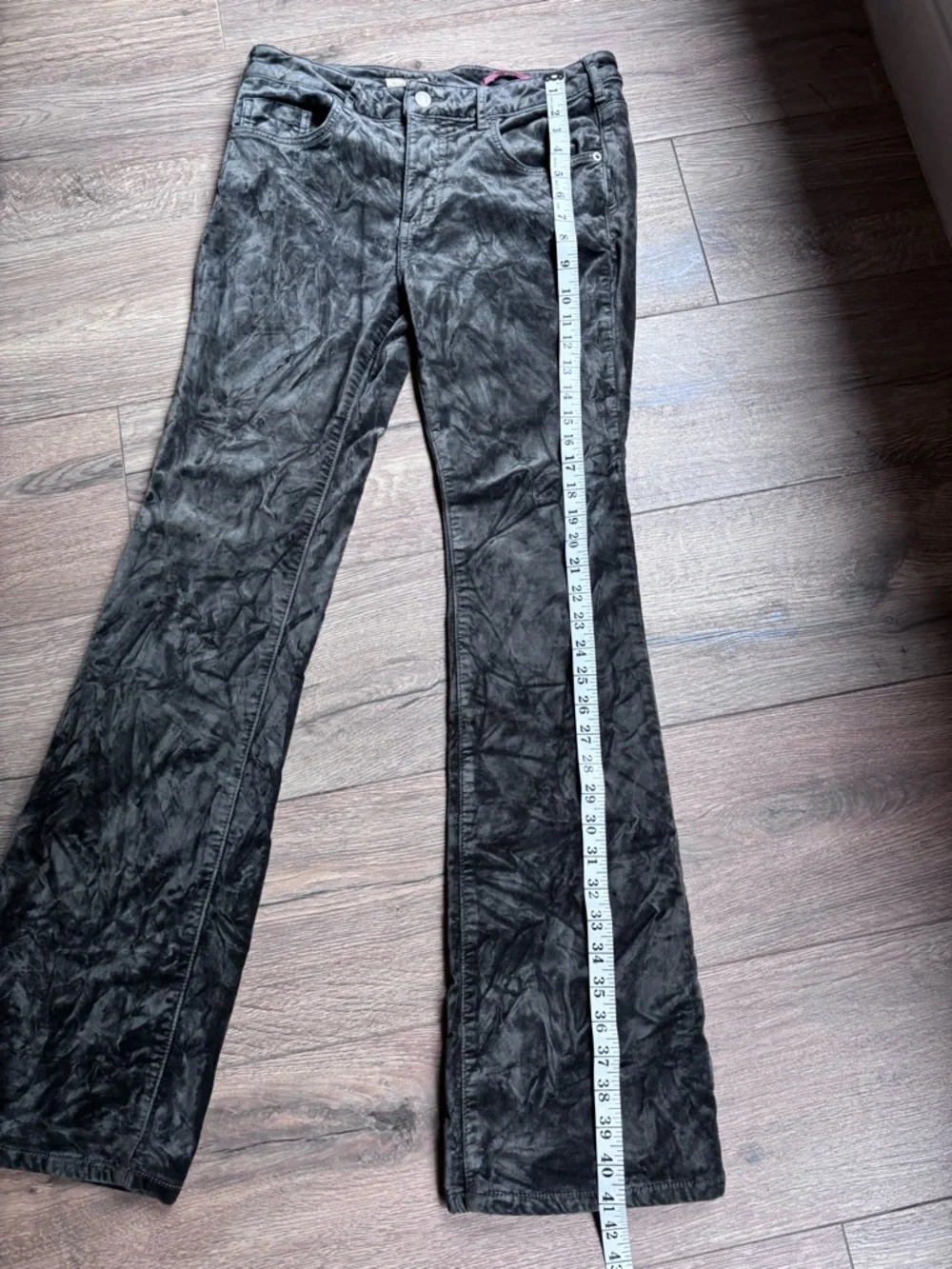Pilcro Velvet Demi Lune Bootcut Pants Size 29 Green Gray Stretch Anthropologie - Picture 10 of 16